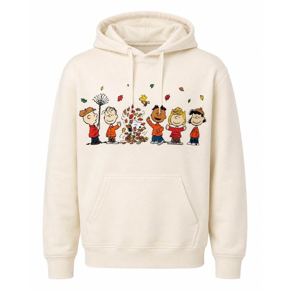 NEW Peanuts Gang Charlie Brown Fall Leaf Fun Women's Pullover Hoodie XXS 00